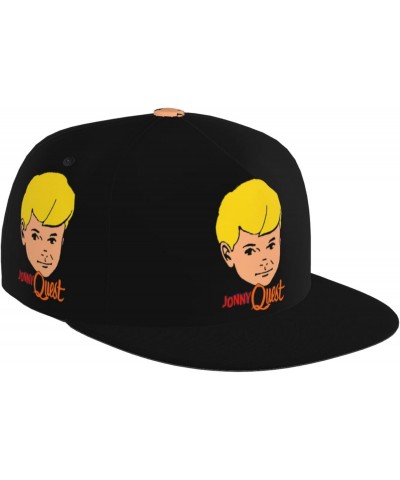 Jonny and Quest Adjustable Snapback Hats Flat Bill Baseball Cap Brim Snap for Men Women's Black $9.44 Baseball Caps