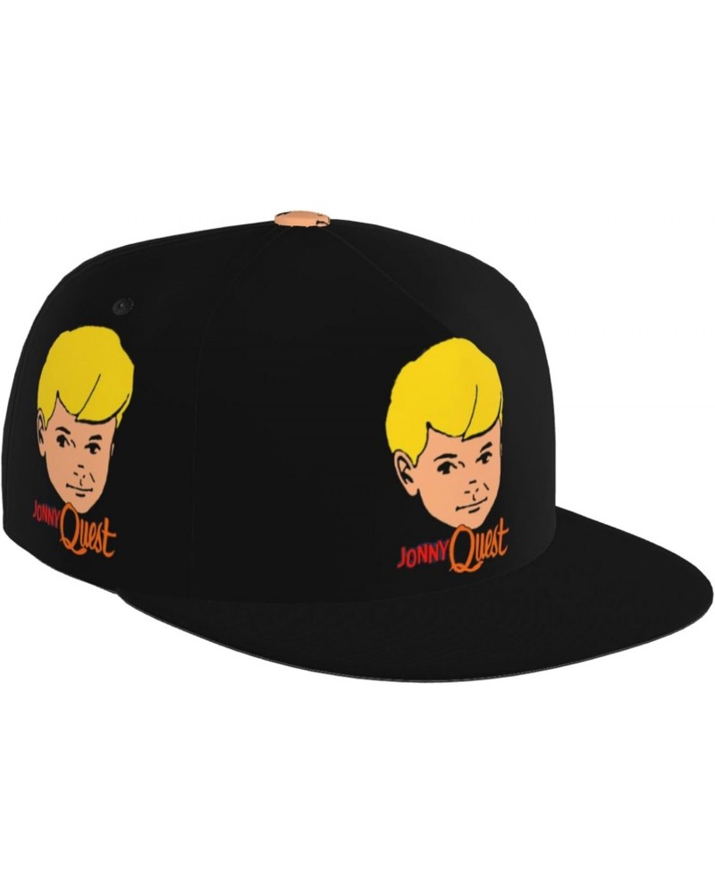 Jonny and Quest Adjustable Snapback Hats Flat Bill Baseball Cap Brim Snap for Men Women's Black $9.44 Baseball Caps