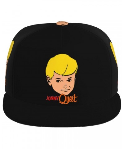 Jonny and Quest Adjustable Snapback Hats Flat Bill Baseball Cap Brim Snap for Men Women's Black $9.44 Baseball Caps