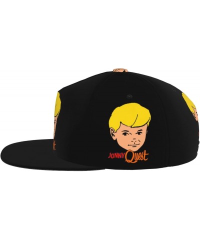 Jonny and Quest Adjustable Snapback Hats Flat Bill Baseball Cap Brim Snap for Men Women's Black $9.44 Baseball Caps