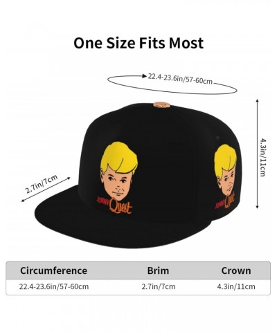 Jonny and Quest Adjustable Snapback Hats Flat Bill Baseball Cap Brim Snap for Men Women's Black $9.44 Baseball Caps