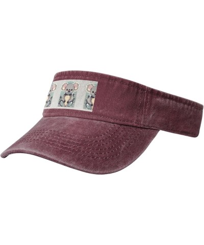 Lovely Koala Adult Sunscreen Visor Hats Womens Men Wide Brim Beach Sun Visor Hat Open Top Design Red $11.87 Visors