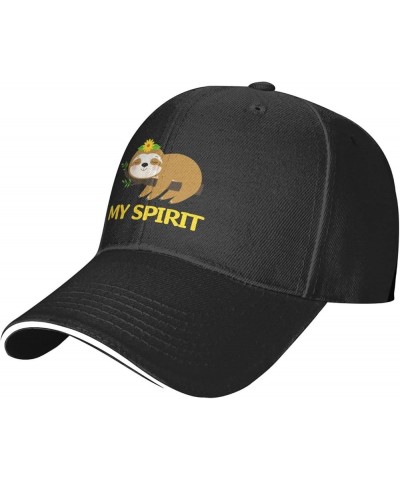 My Spirit Cute Sloth Hat Sloth Gifts for Women Girl Funny Fun Animal Baseball Cap Black Snapback Hat Black $9.87 Baseball Caps