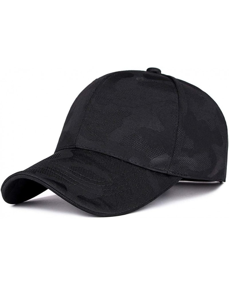 Adjustable Unisex Camouflage Baseball Cap Pointed Hat Men and Women Casual Desert Hat Sunshade Wild Hat (Color : Black) Black...