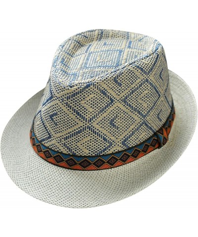 Men and Women Retro Jazz Hat Bohemian Style British Sun Hat Travel Sun Hat Stray Deal Roll up Blue-5 $10.74 Sun Hats