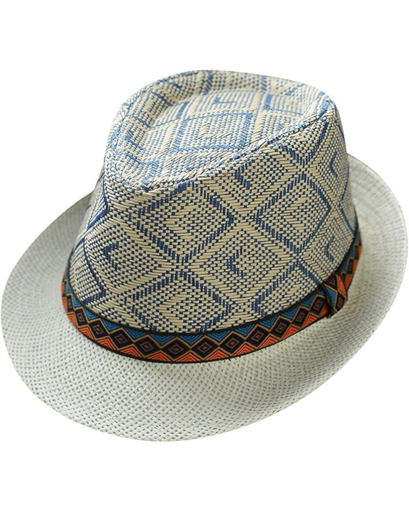 Men and Women Retro Jazz Hat Bohemian Style British Sun Hat Travel Sun Hat Stray Deal Roll up Blue-5 $10.74 Sun Hats