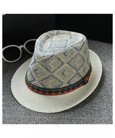 Men and Women Retro Jazz Hat Bohemian Style British Sun Hat Travel Sun Hat Stray Deal Roll up Blue-5 $10.74 Sun Hats