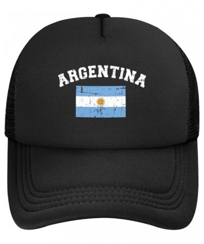 Flag of Argentina Baseball Hat Adjustable Solid Color Mesh Baseball Cap for Men Women Black Black $11.67 Baseball Caps