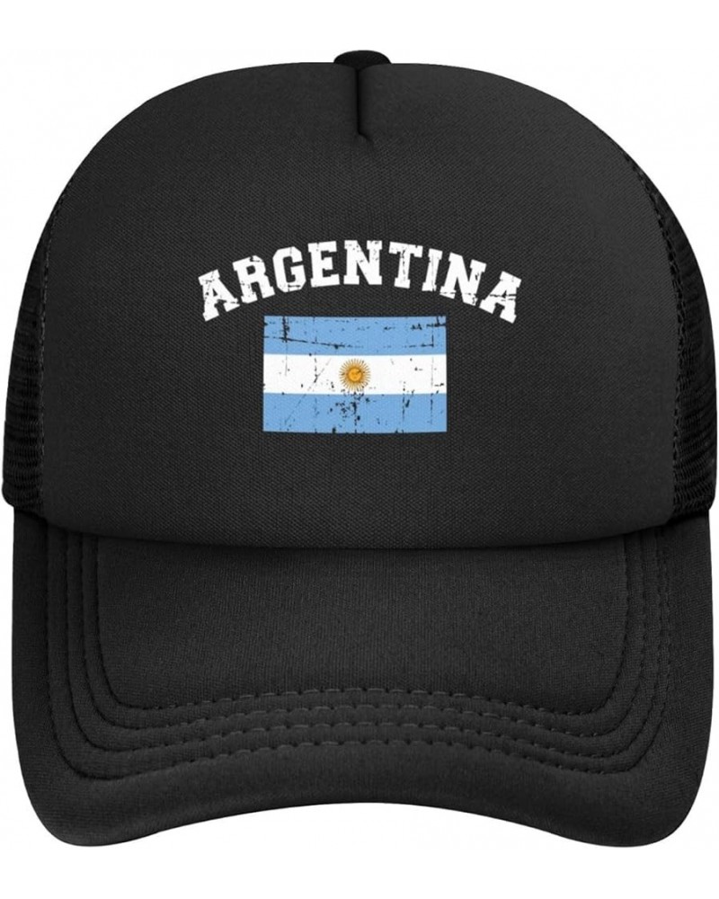 Flag of Argentina Baseball Hat Adjustable Solid Color Mesh Baseball Cap for Men Women Black Black $11.67 Baseball Caps