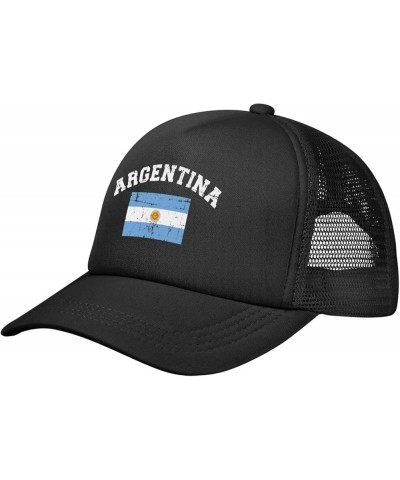 Flag of Argentina Baseball Hat Adjustable Solid Color Mesh Baseball Cap for Men Women Black Black $11.67 Baseball Caps