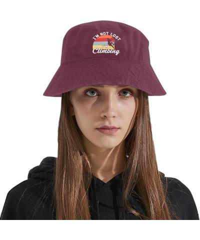 I'm Not Lost I'm Climbing Bucket Hat Bucket Hat Trendy Women Hats for Hiking Accessories for Dance Must Deep Rose $8.81 Bucke...