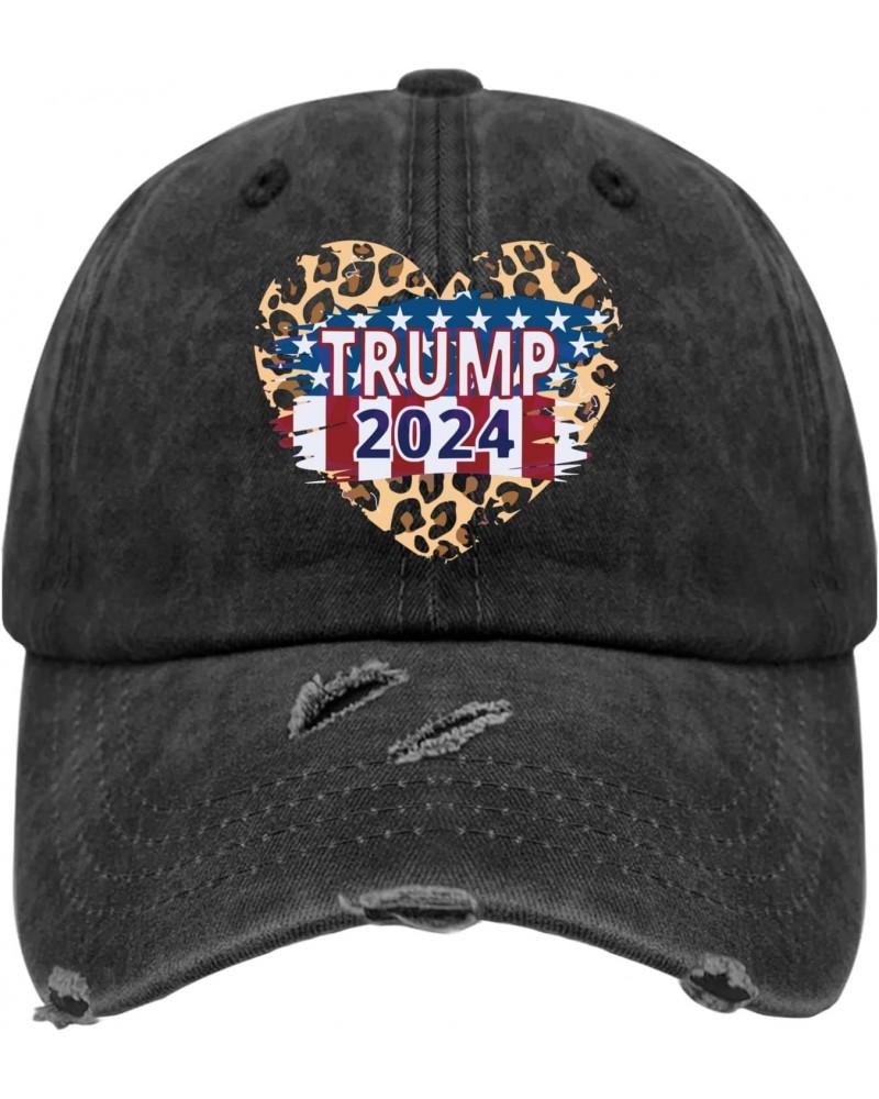 Trump 2024 for President Leopard Heart Hat for Mens Washed Distressed Baseball Caps Vintage Washed Ball Cap Quick Dry $12.97 ...