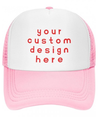 Custom Hats Add Your Own Photo Logo or Picture Design Your Trucker Hats Pink $7.77 Baseball Caps