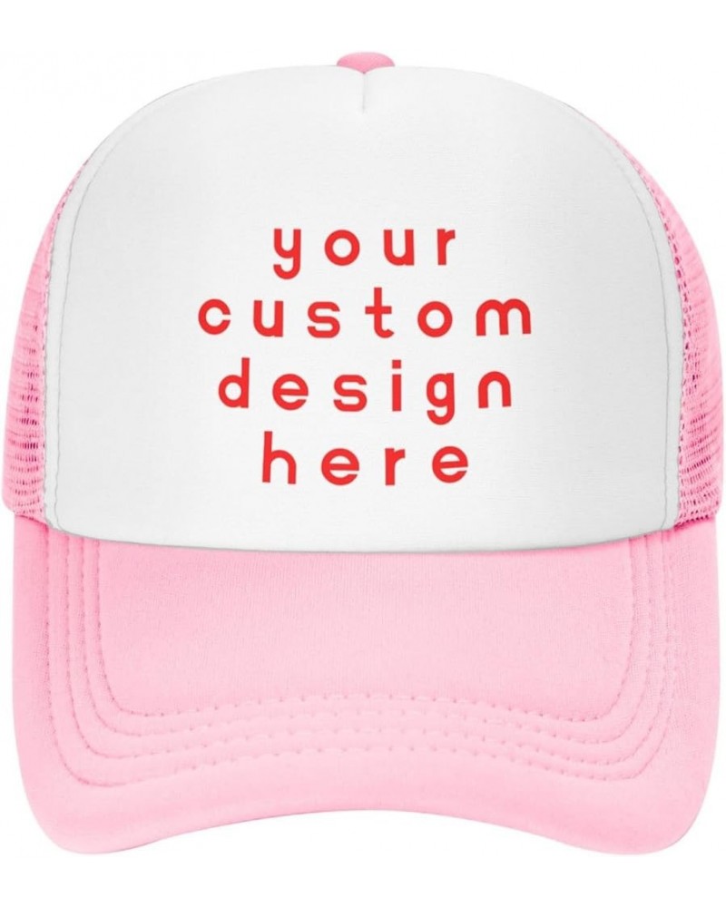 Custom Hats Add Your Own Photo Logo or Picture Design Your Trucker Hats Pink $7.77 Baseball Caps