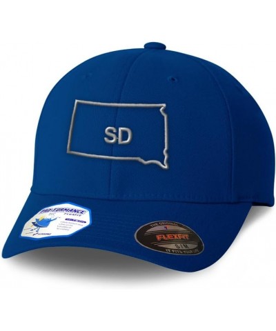 Custom Flexfit Hats for Men & Women South Dakota State Map Sd Embroidery Polyester Dad Hat Baseball Cap Royal Blue Design Onl...