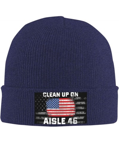 Clean Up On Aisle 46 Knit Hats Winter Warm Chunky Beanie Hat for Men Women Navy Blue $13.04 Skullies & Beanies