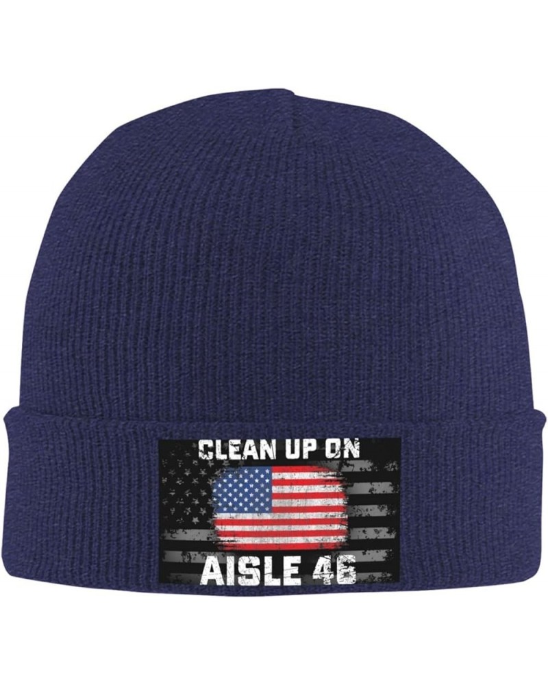 Clean Up On Aisle 46 Knit Hats Winter Warm Chunky Beanie Hat for Men Women Navy Blue $13.04 Skullies & Beanies