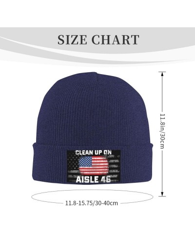 Clean Up On Aisle 46 Knit Hats Winter Warm Chunky Beanie Hat for Men Women Navy Blue $13.04 Skullies & Beanies