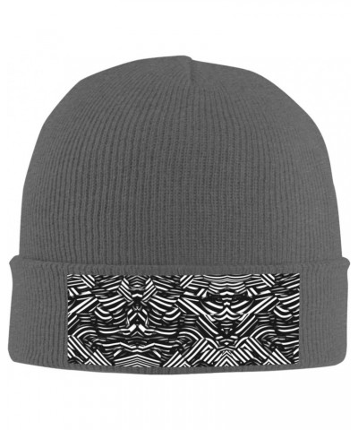 Black and White Lines Knitted Beanie,A Must-Have in Winter, Eavesless Acrylic Material,Warm,Soft and Comfortable to Protect Y...