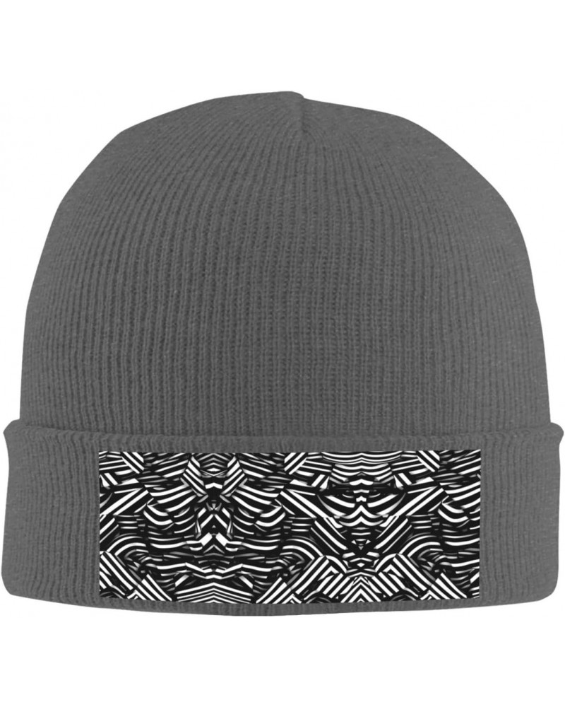 Black and White Lines Knitted Beanie,A Must-Have in Winter, Eavesless Acrylic Material,Warm,Soft and Comfortable to Protect Y...