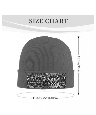 Black and White Lines Knitted Beanie,A Must-Have in Winter, Eavesless Acrylic Material,Warm,Soft and Comfortable to Protect Y...