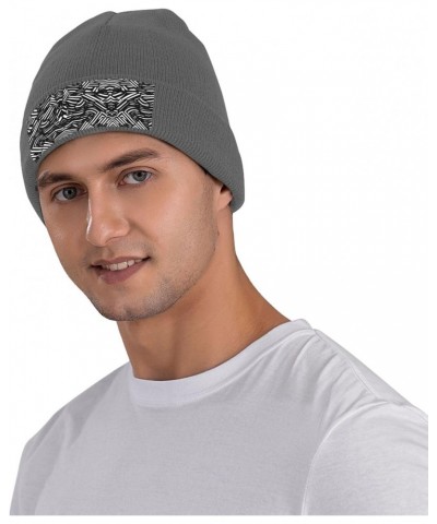 Black and White Lines Knitted Beanie,A Must-Have in Winter, Eavesless Acrylic Material,Warm,Soft and Comfortable to Protect Y...