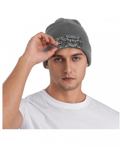 Black and White Lines Knitted Beanie,A Must-Have in Winter, Eavesless Acrylic Material,Warm,Soft and Comfortable to Protect Y...