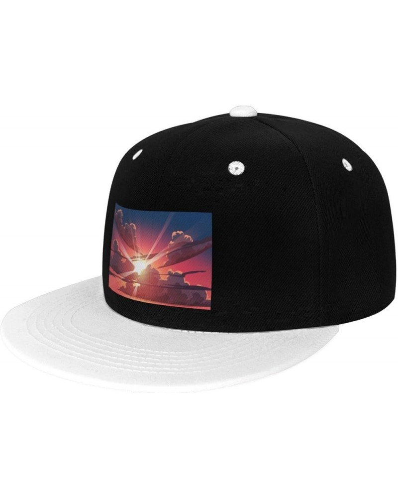 Sunrise Landscape on Cloudy Day Snapback Hat for Men Women Baseball Cap Trucker Flat Bill Hats Dad Caps White $11.88 Baseball...