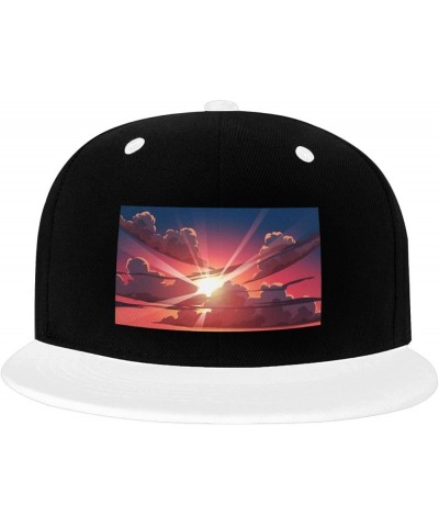 Sunrise Landscape on Cloudy Day Snapback Hat for Men Women Baseball Cap Trucker Flat Bill Hats Dad Caps White $11.88 Baseball...