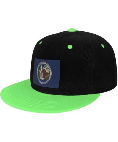 Millburn Township Flag Snapback Hat for Men Women Baseball Cap Trucker Flat Bill Hats Dad Caps Green $12.60 Baseball Caps