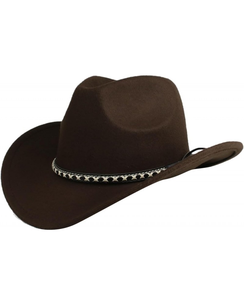 Cowboy Hat Panama Hat Fedoras Western Short-Brimmed Hat for Women Man Casual Wear Western Fedoras Man Women Unisex Wear Brown...