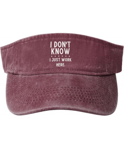 I Don't Know - I Just Work Here Sport Sun Visor Hats Cotton Ball Caps Empty Top Baseball Sun Cap for Men Women,Black Red $13....