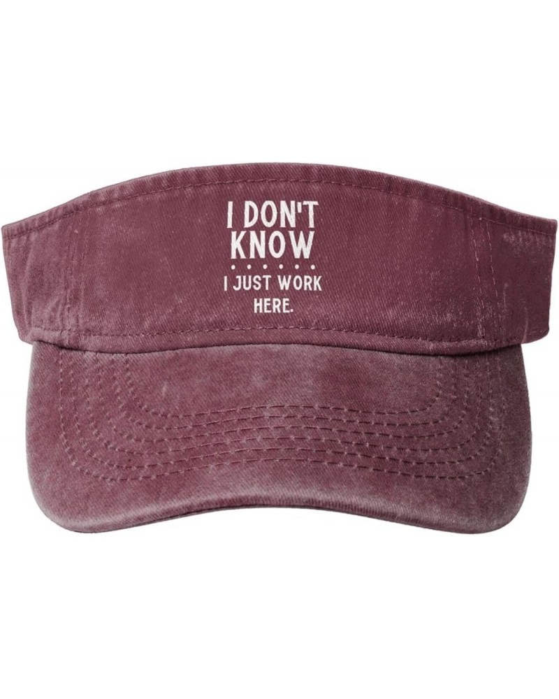 I Don't Know - I Just Work Here Sport Sun Visor Hats Cotton Ball Caps Empty Top Baseball Sun Cap for Men Women,Black Red $13....