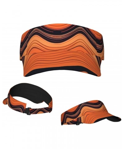 Sun Visor Hat Adjustable Empty Top Baseball Cap Orange Wavy Stripes Sun Hats for Women Men Sunscreen Visor Caps Summer Beach ...