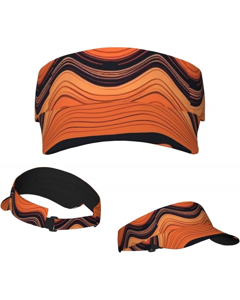 Sun Visor Hat Adjustable Empty Top Baseball Cap Orange Wavy Stripes Sun Hats for Women Men Sunscreen Visor Caps Summer Beach ...