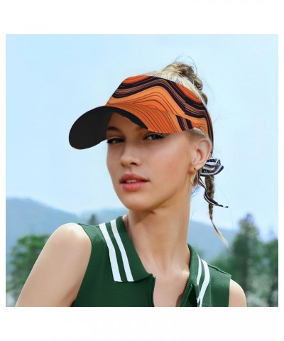 Sun Visor Hat Adjustable Empty Top Baseball Cap Orange Wavy Stripes Sun Hats for Women Men Sunscreen Visor Caps Summer Beach ...