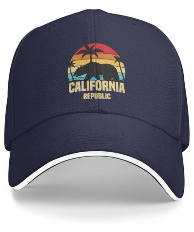 California Republic - California Bear Vintage Gifts Gray Baseball Cap Men Women Classic Dad Hat Plain Baseball Hats Navy Blue...