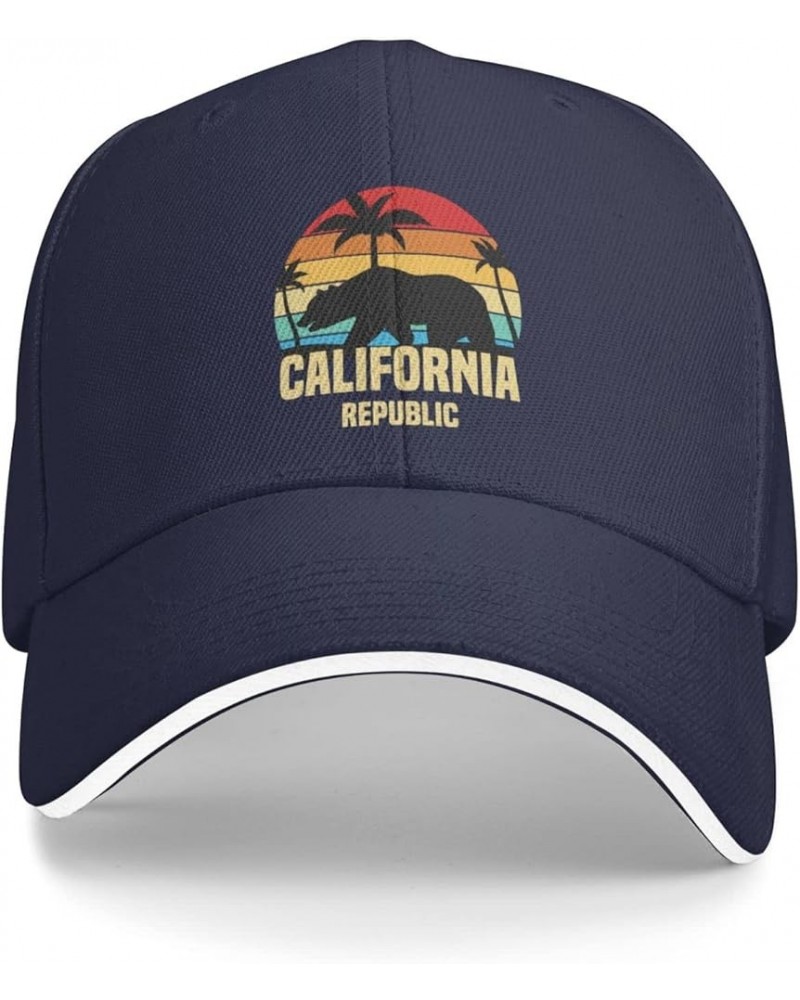 California Republic - California Bear Vintage Gifts Gray Baseball Cap Men Women Classic Dad Hat Plain Baseball Hats Navy Blue...