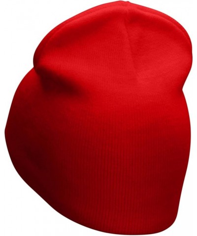 Game Flower Embroidered 8 Inch Short Beanie Red $14.59 Skullies & Beanies