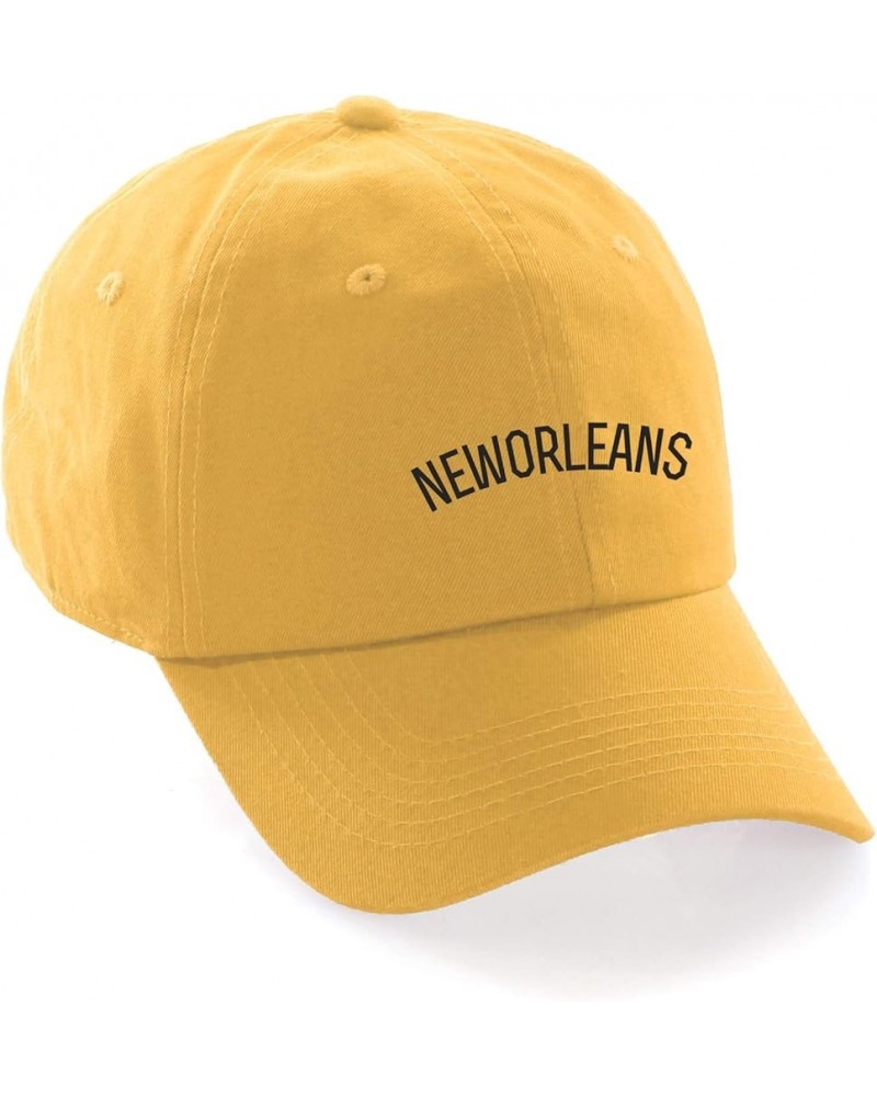 USA Cities Baseball Dad Hat Cap Cotton Unstructure Low Profile Strapback New Orleans Yellow Black $12.21 Baseball Caps