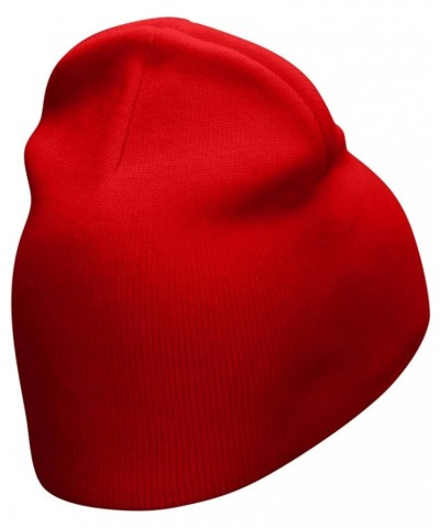 Game Flower Embroidered 8 Inch Short Beanie Red $14.59 Skullies & Beanies