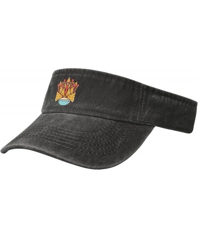 Cornflake Bacon Sausage Sun Visor Hats for Women Men Adjustable Sports Sun Hats Cotton Golf Cap Black $13.11 Sun Hats