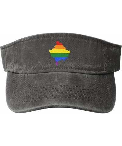 LGBT Flag Map of Kosovo Sun Hat Sun Visor Hats for Women Men Baseball Cap Golf Hats Deep Heather $11.12 Visors