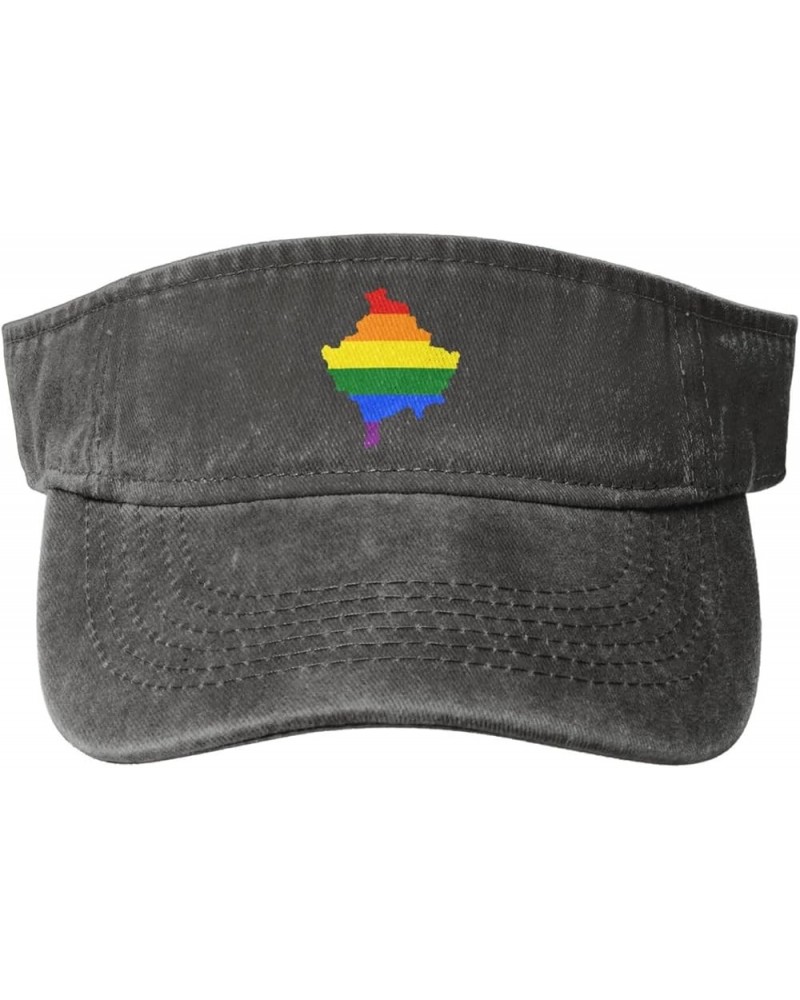 LGBT Flag Map of Kosovo Sun Hat Sun Visor Hats for Women Men Baseball Cap Golf Hats Deep Heather $11.12 Visors