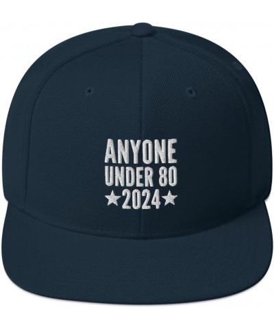 Anyone Under 80 2024 Cap (Embroidered Snapback Hat) Dark Navy $17.97 Baseball Caps