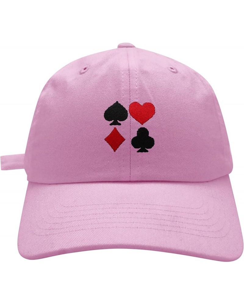 Playing Cards Suits Baseball Cap Embroidered Cotton Dad Hat - Casino Poker Pink $10.31 Baseball Caps