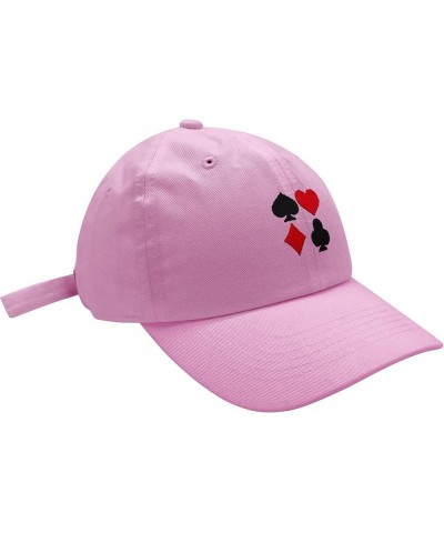 Playing Cards Suits Baseball Cap Embroidered Cotton Dad Hat - Casino Poker Pink $10.31 Baseball Caps