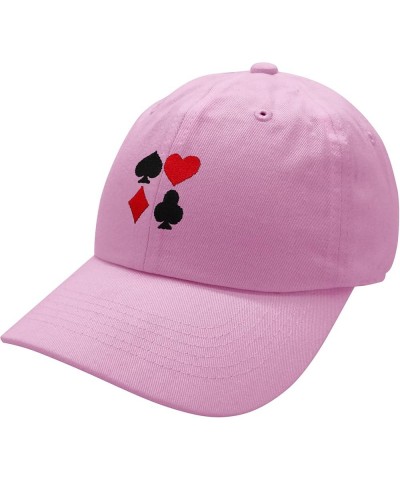 Playing Cards Suits Baseball Cap Embroidered Cotton Dad Hat - Casino Poker Pink $10.31 Baseball Caps