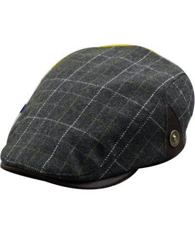 Mens Striped Plaid Flat Gatsby Newsboy Hats Autumn Winter Retro Peaked Beret Cap Casual Cabbie Caps for Men Gray Green-stripe...