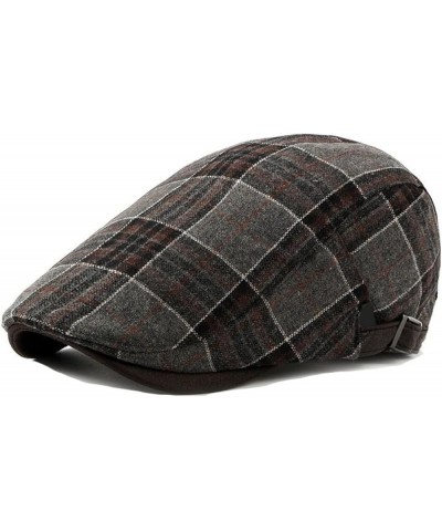 Mens Striped Plaid Flat Gatsby Newsboy Hats Autumn Winter Retro Peaked Beret Cap Casual Cabbie Caps for Men Gray Green-stripe...